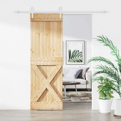 vidaXL Sliding Door Natural and White 70 x 210 cm Solid Pine Wood