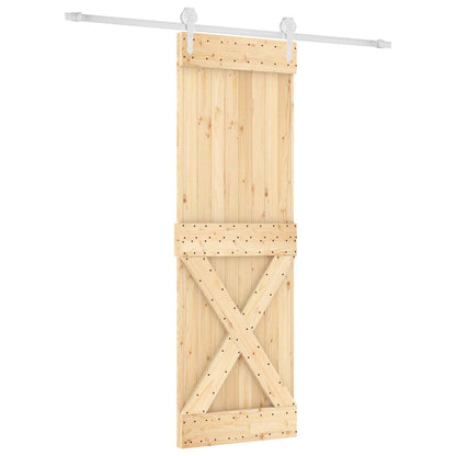 vidaXL Sliding Door Natural and White 70 x 210 cm Solid Pine Wood