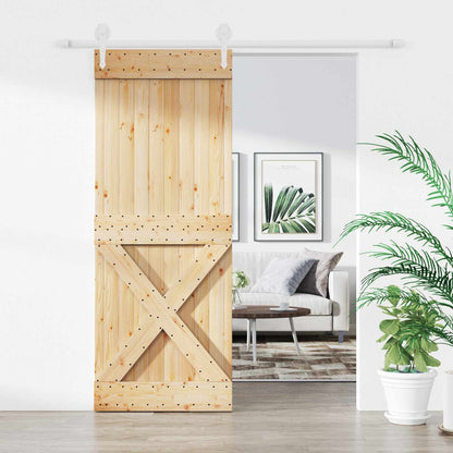 vidaXL Sliding Door Natural and White 80 x 210 cm Solid Pine Wood