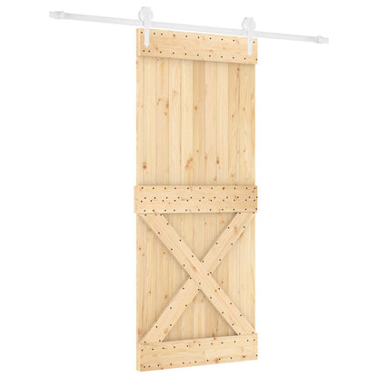 vidaXL Sliding Door Natural and White 85 x 210 cm Solid Pine Wood