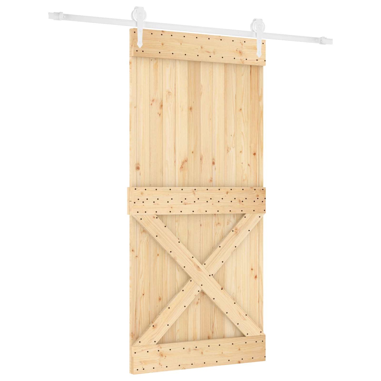 vidaXL Sliding Door Natural and White 95 x 210 cm Solid Pine Wood
