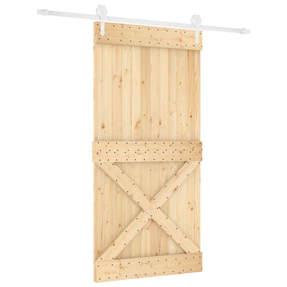 vidaXL Sliding Door Natural and White 100 x 210 cm Solid Pine Wood