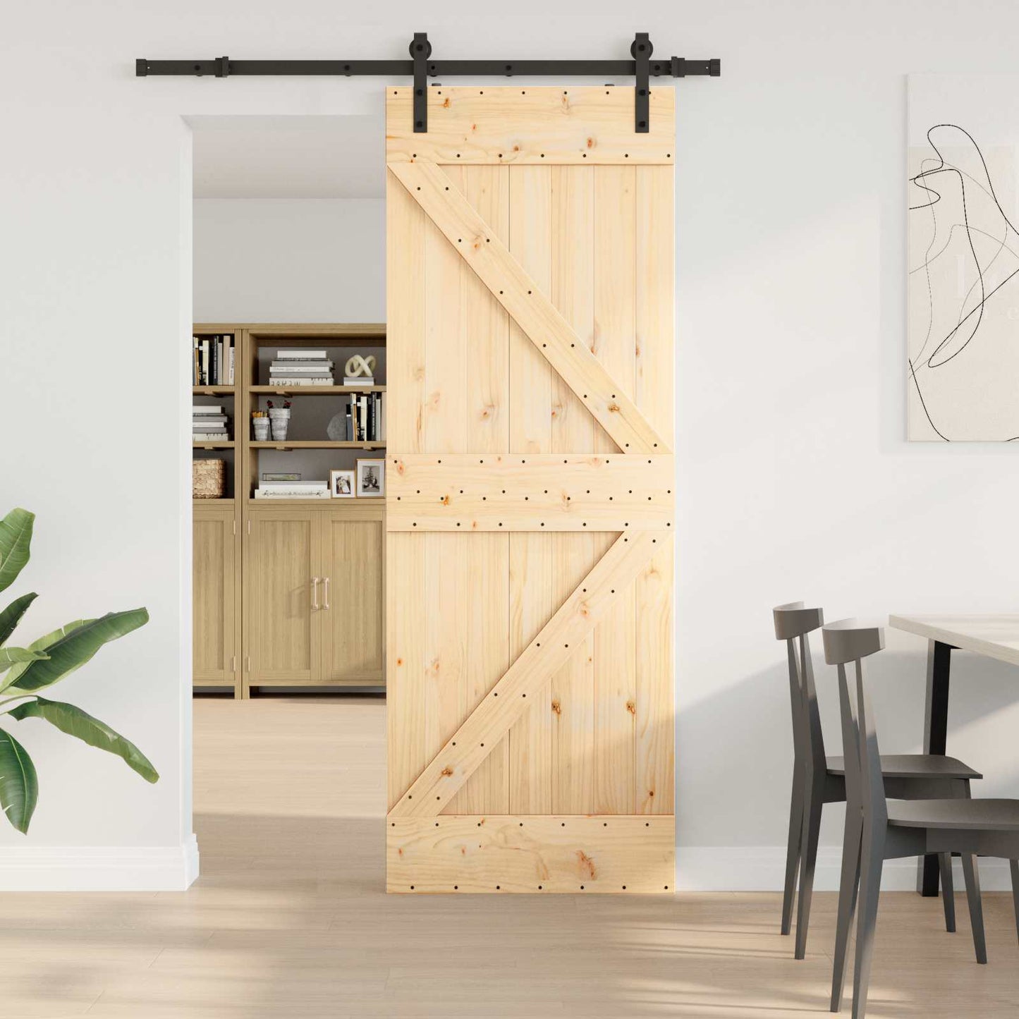 vidaXL Sliding Door NARVIK Natural and Black 70 x 210 cm (152.5 cm)