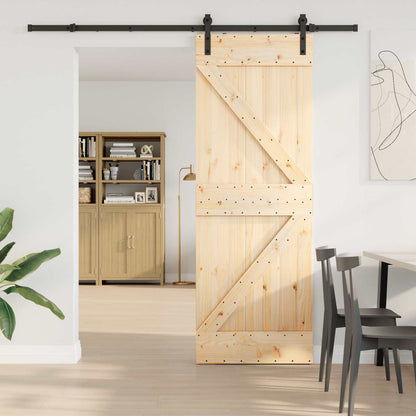 vidaXL Sliding Door NARVIK Natural and Black 70 x 210 cm (213.5 cm)