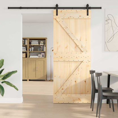 vidaXL Sliding Door NARVIK Natural and Black 85 x 210 cm (213.5 cm)