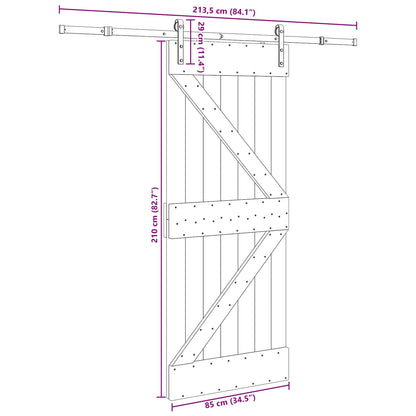 vidaXL Sliding Door NARVIK Natural and Black 85 x 210 cm (213.5 cm)