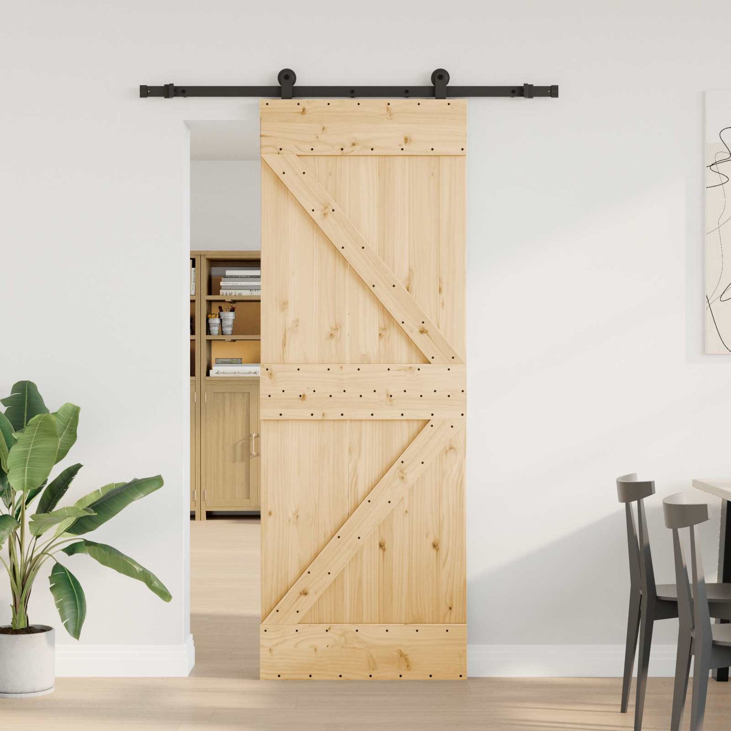 vidaXL Sliding Door NARVIK 70 x 210 cm (152.5 cm) Natural and Black