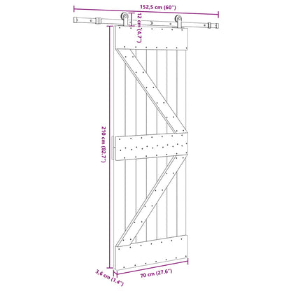 vidaXL Sliding Door NARVIK 70 x 210 cm (152.5 cm) Natural and Black