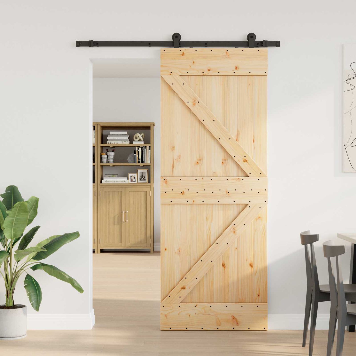 vidaXL Sliding Door NARVIK 80 x 210 cm (152.5 cm) Natural and Black