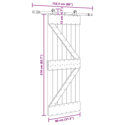 vidaXL Sliding Door NARVIK 80 x 210 cm (152.5 cm) Natural and Black