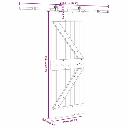 vidaXL Sliding Door NARVIK Natural and Black 70 x 210 cm (213.5 cm)