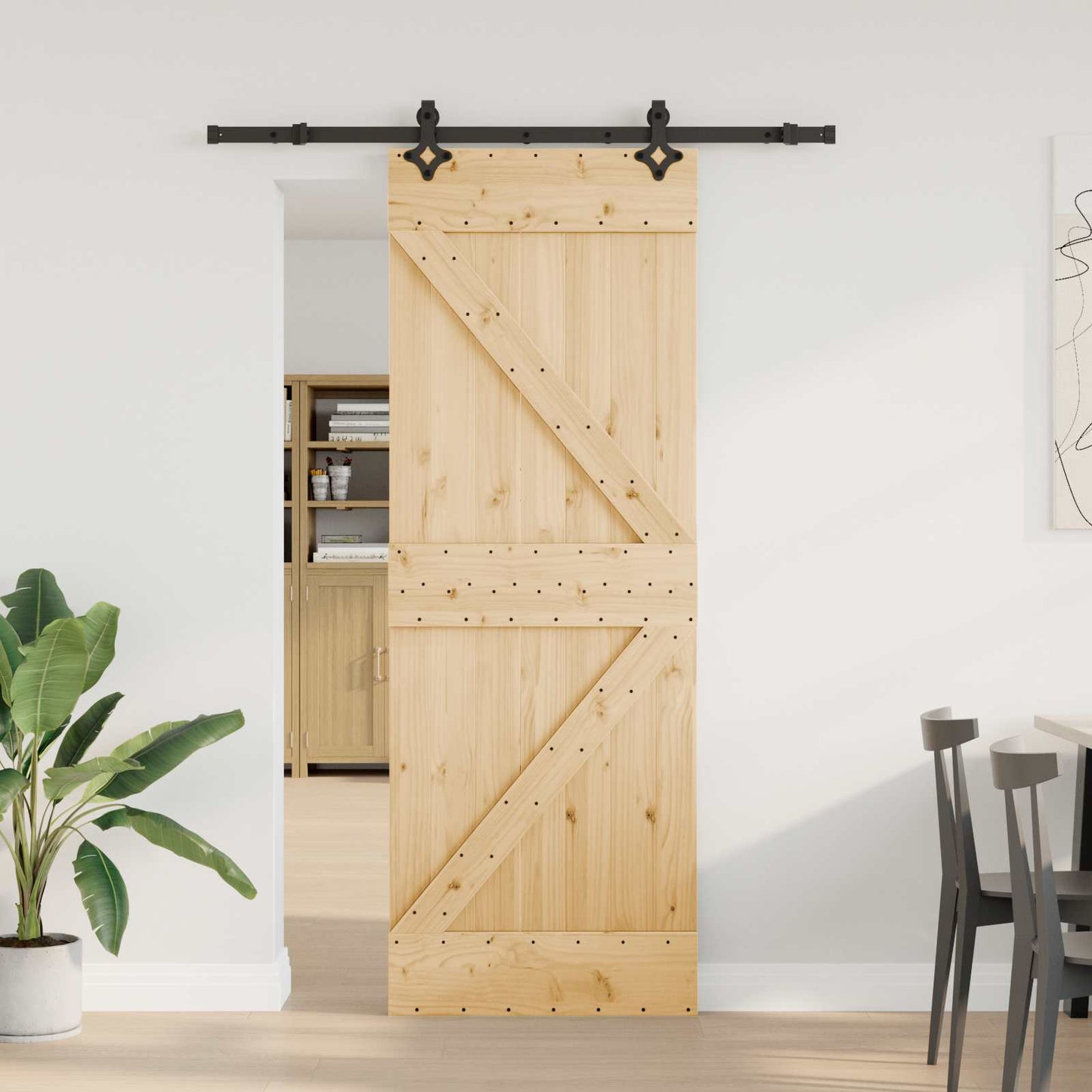 vidaXL Sliding Door NARVIK Natural and Black 70 x 210 cm (152.5 cm)