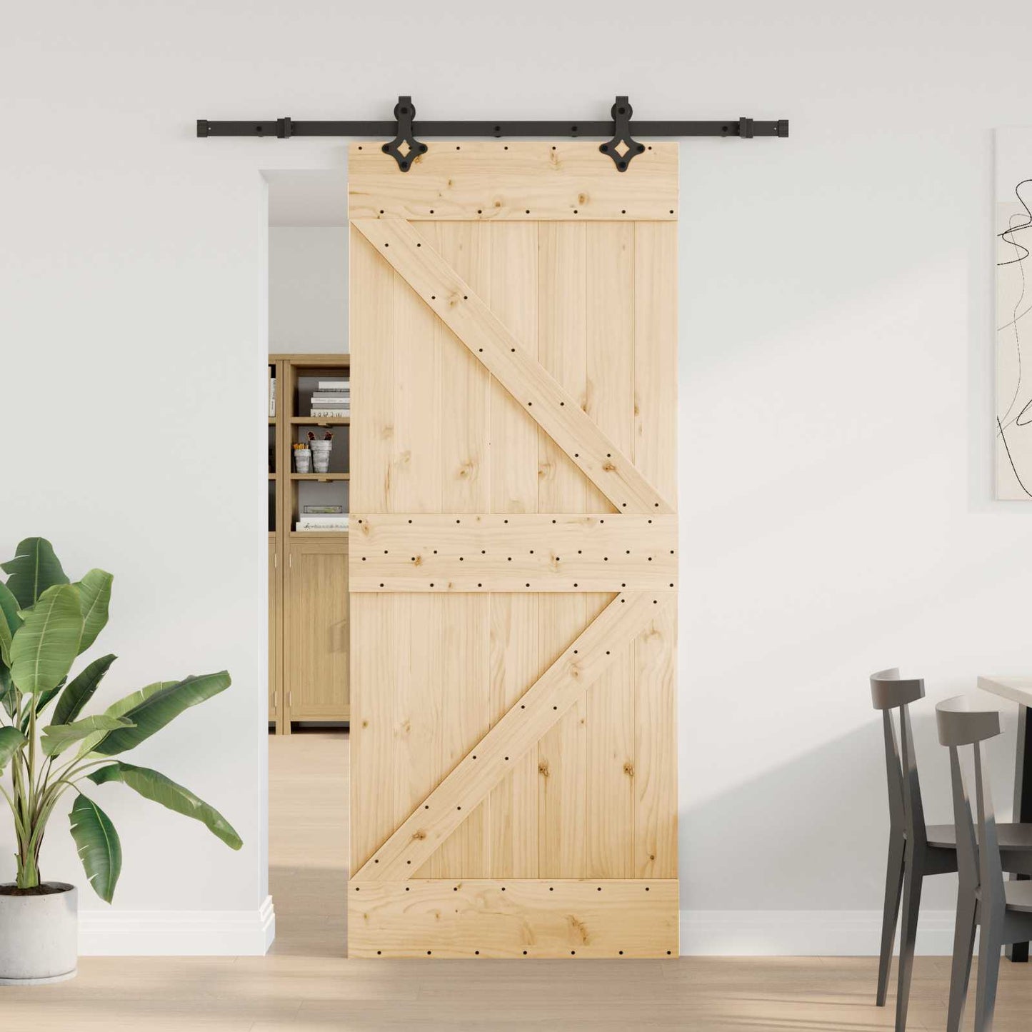 vidaXL Sliding Door NARVIK Natural and Black 85 x 210 cm (152.5 cm)