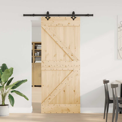 vidaXL Sliding Door NARVIK Natural and Black 85 x 210 cm (152.5 cm)