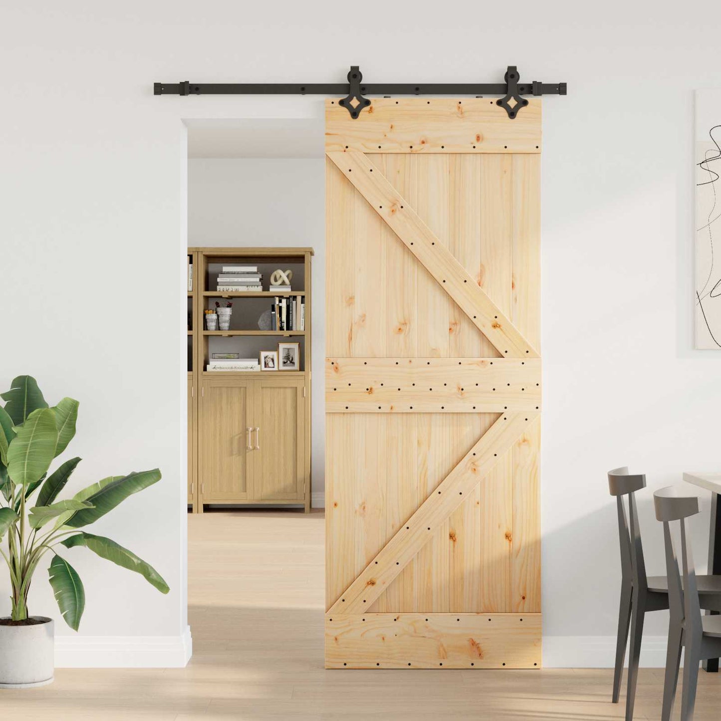 vidaXL Sliding Door NARVIK Natural and Black 80 x 210 cm (152.5 cm)