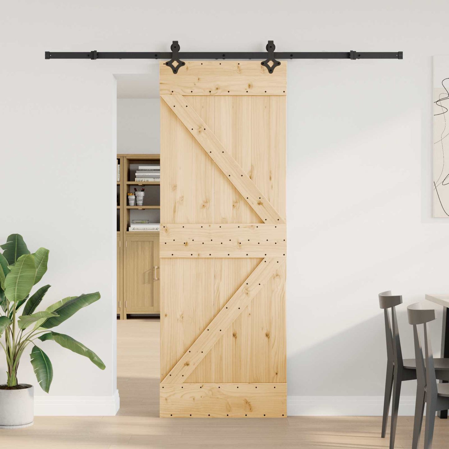 vidaXL Sliding Door NARVIK Natural and Black 70 x 210 cm (213.5 cm)