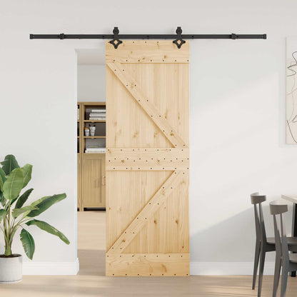 vidaXL Sliding Door NARVIK Natural and Black 70 x 210 cm (213.5 cm)