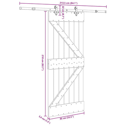 vidaXL Sliding Door NARVIK Natural and Black 85 x 210 cm (213.5 cm)