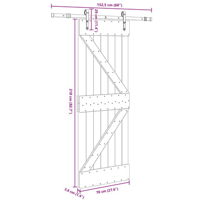 vidaXL Sliding Door NARVIK Natural and Black 70 x 210 cm (152.5 cm)