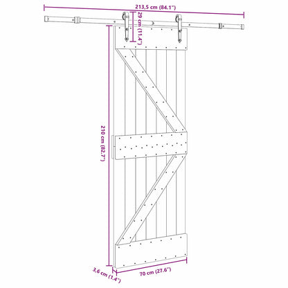 vidaXL Sliding Door NARVIK Natural and Black 70 x 210 cm (213.5 cm)