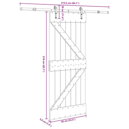 vidaXL Sliding Door NARVIK Natural and Black 85 x 210 cm (213.5 cm)