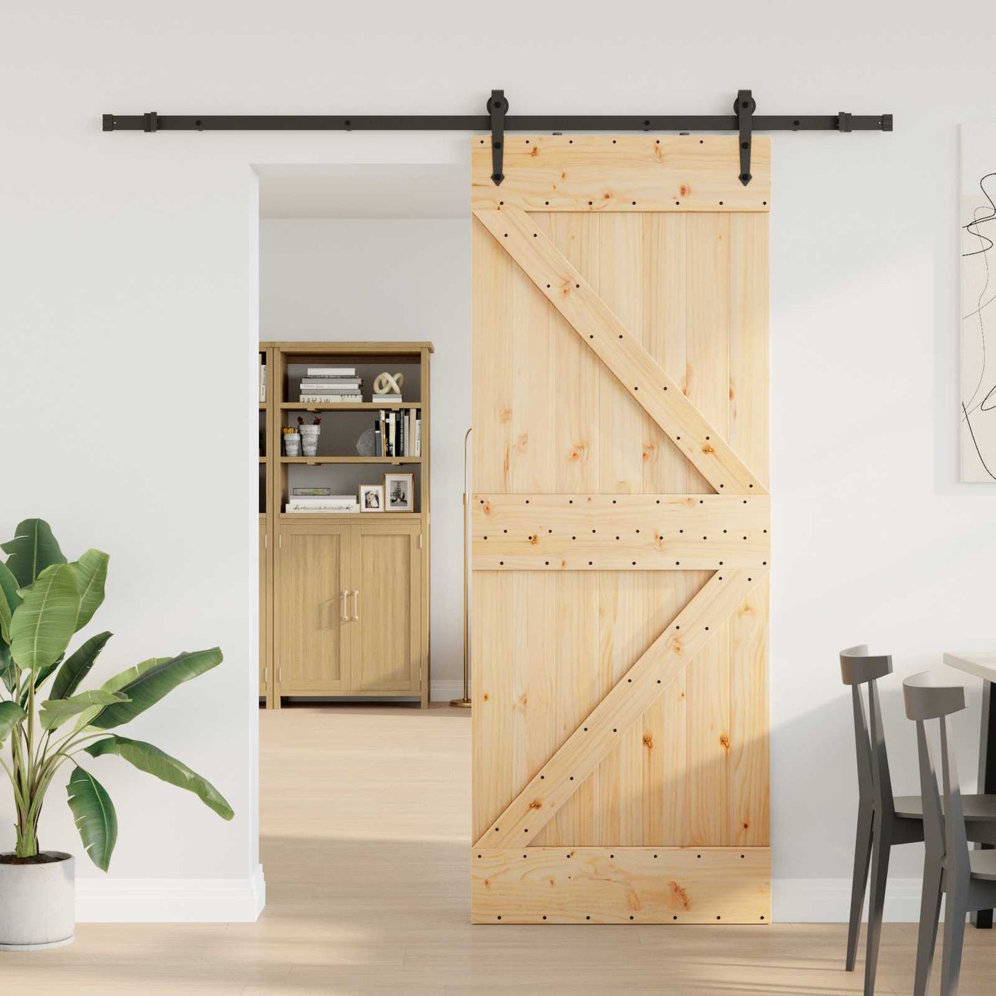 vidaXL Sliding Door NARVIK Natural and Black 80 x 210 cm (213.5 cm)