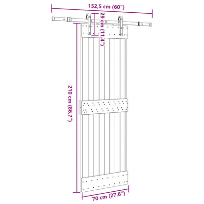 vidaXL Sliding Door NARVIK Natural and Black 70 x 210 cm (152.5 cm)