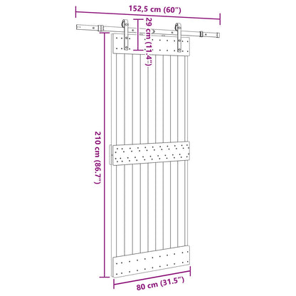 vidaXL Sliding Door NARVIK Natural and Black 80 x 210 cm (152.5 cm)