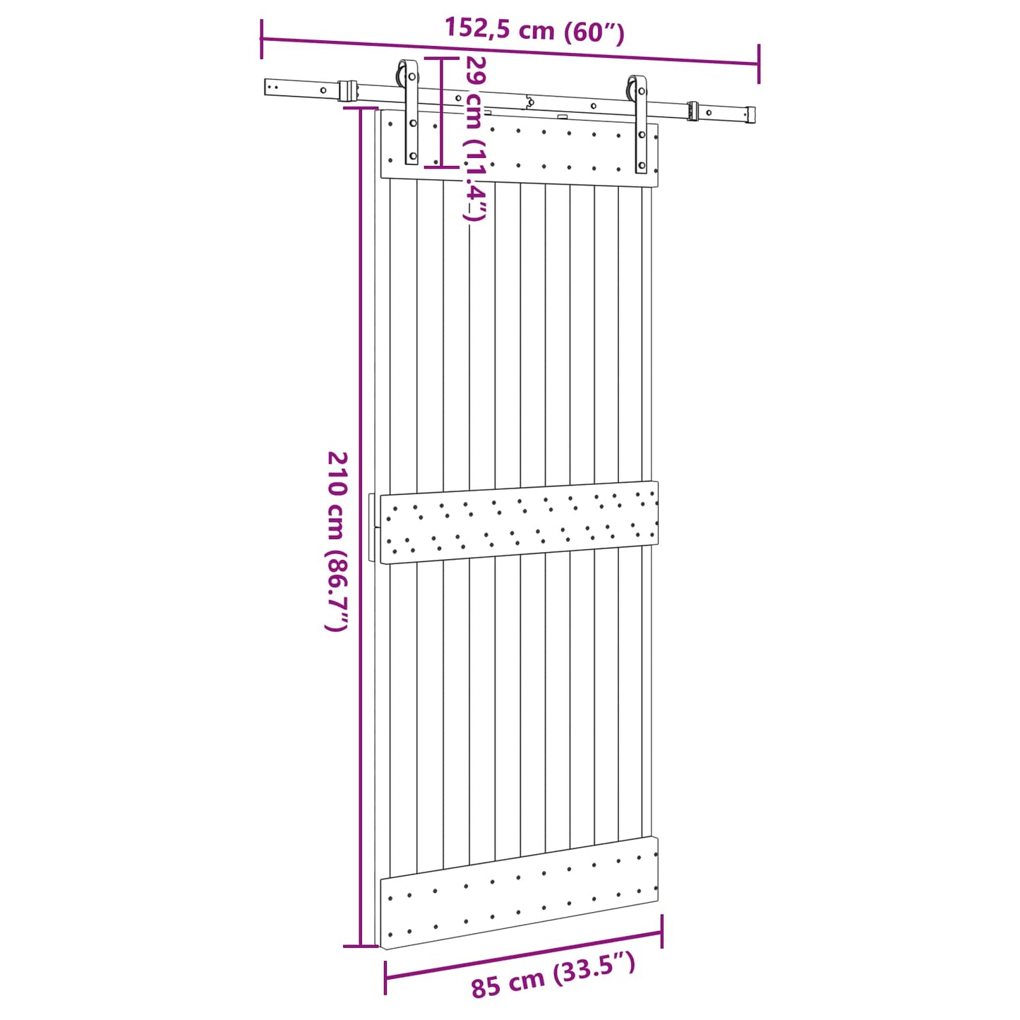 vidaXL Sliding Door NARVIK Natural and Black 85 x 210 cm (152.5 cm)