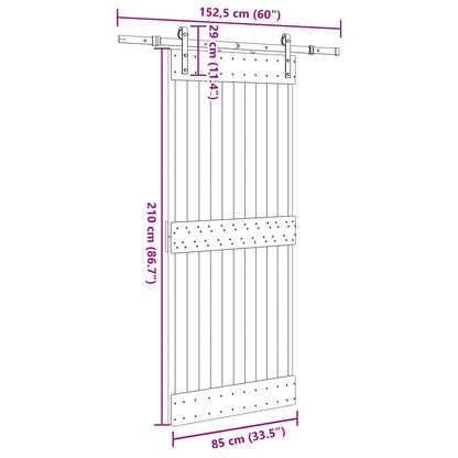 vidaXL Sliding Door NARVIK Natural and Black 85 x 210 cm (152.5 cm)