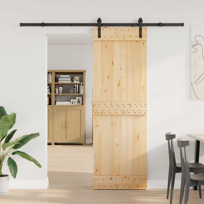 vidaXL Sliding Door NARVIK Natural and Black 70 x 210 cm (213.5 cm)