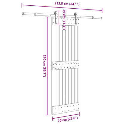 vidaXL Sliding Door NARVIK Natural and Black 70 x 210 cm (213.5 cm)