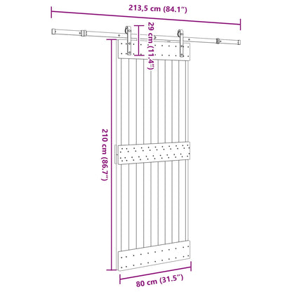vidaXL Sliding Door NARVIK Natural and Black 80 x 210 cm (213.5 cm)