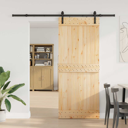 vidaXL Sliding Door NARVIK Natural and Black 85 x 210 cm (213.5 cm)