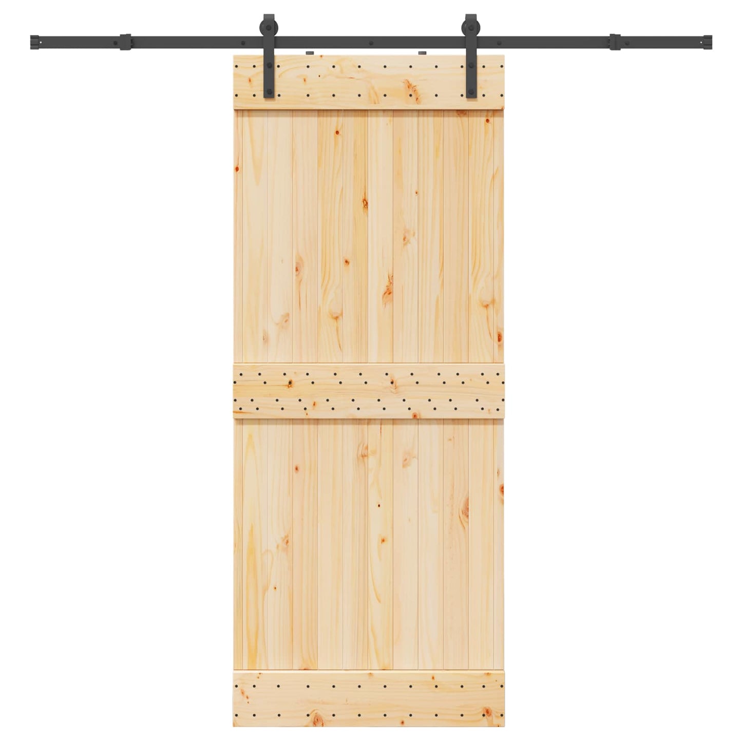 vidaXL Sliding Door NARVIK Natural and Black 85 x 210 cm (213.5 cm)