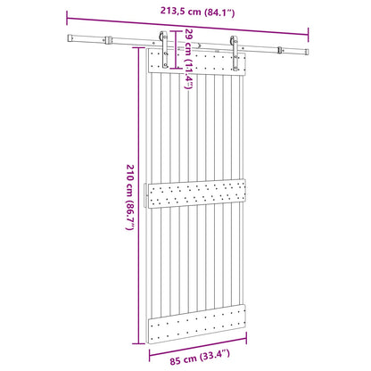 vidaXL Sliding Door NARVIK Natural and Black 85 x 210 cm (213.5 cm)