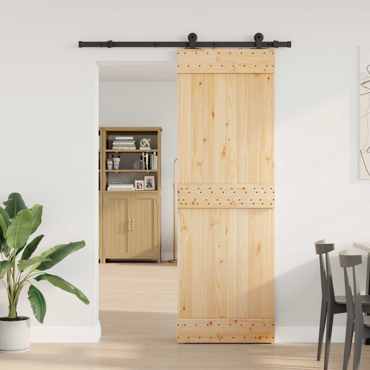vidaXL Sliding Door NARVIK Natural and Black 70 x 210 cm (152.5 cm)