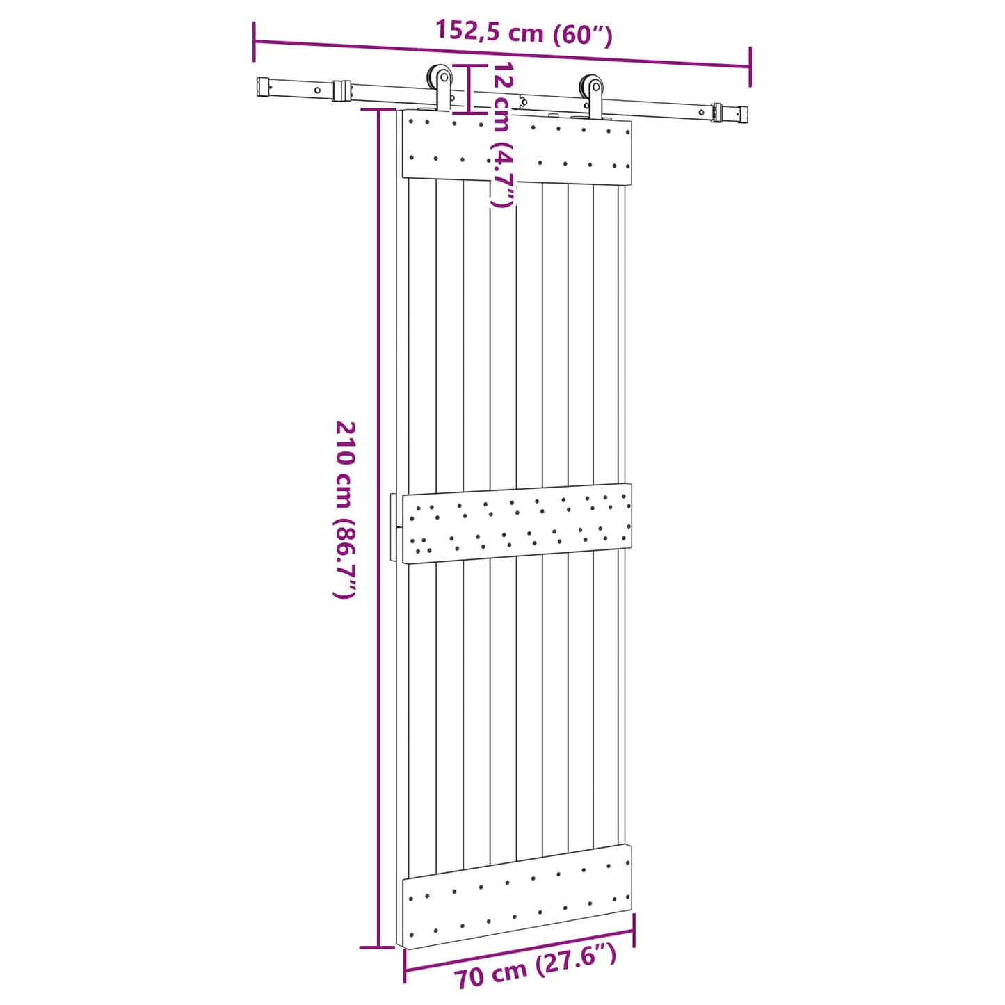 vidaXL Sliding Door NARVIK Natural and Black 70 x 210 cm (152.5 cm)