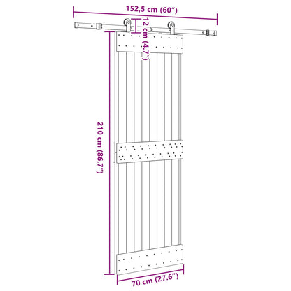 vidaXL Sliding Door NARVIK Natural and Black 70 x 210 cm (152.5 cm)