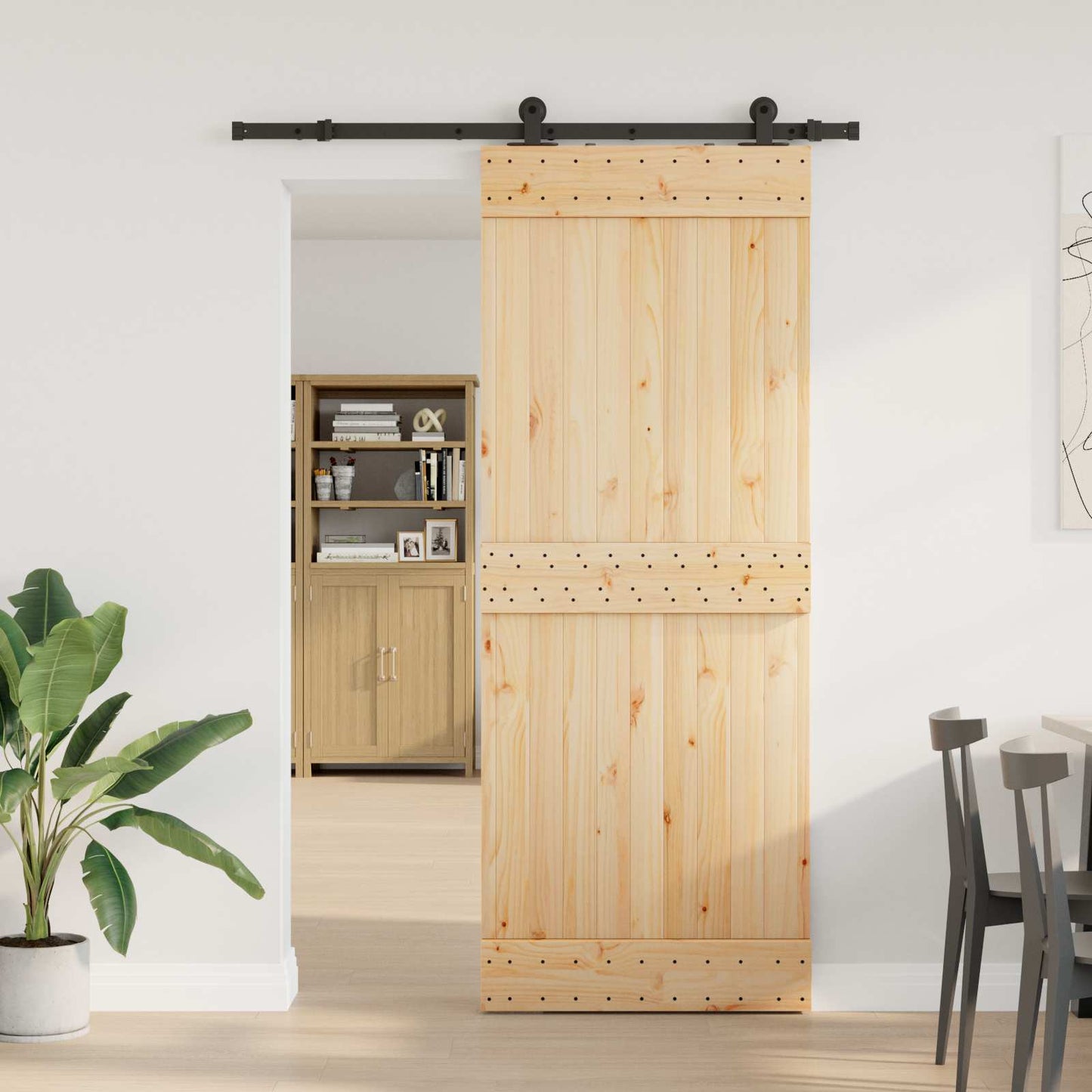 vidaXL Sliding Door NARVIK Natural and Black 80 x 210 cm (152.5 cm)