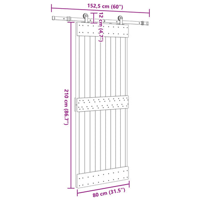 vidaXL Sliding Door NARVIK Natural and Black 80 x 210 cm (152.5 cm)