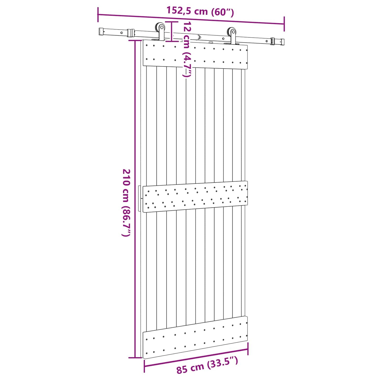 vidaXL Sliding Door NARVIK Natural and Black 85 x 210 cm (152.5 cm)