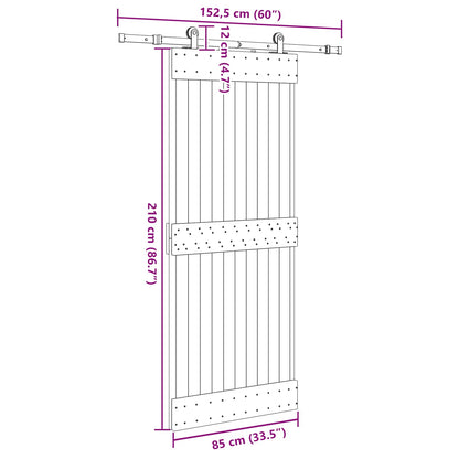 vidaXL Sliding Door NARVIK Natural and Black 85 x 210 cm (152.5 cm)