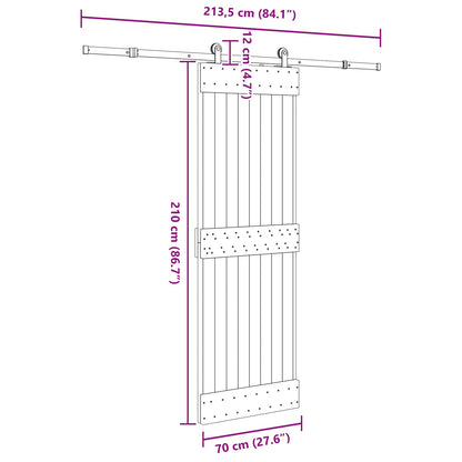 vidaXL Sliding Door NARVIK Natural and Black 70 x 210 cm (213.5 cm)