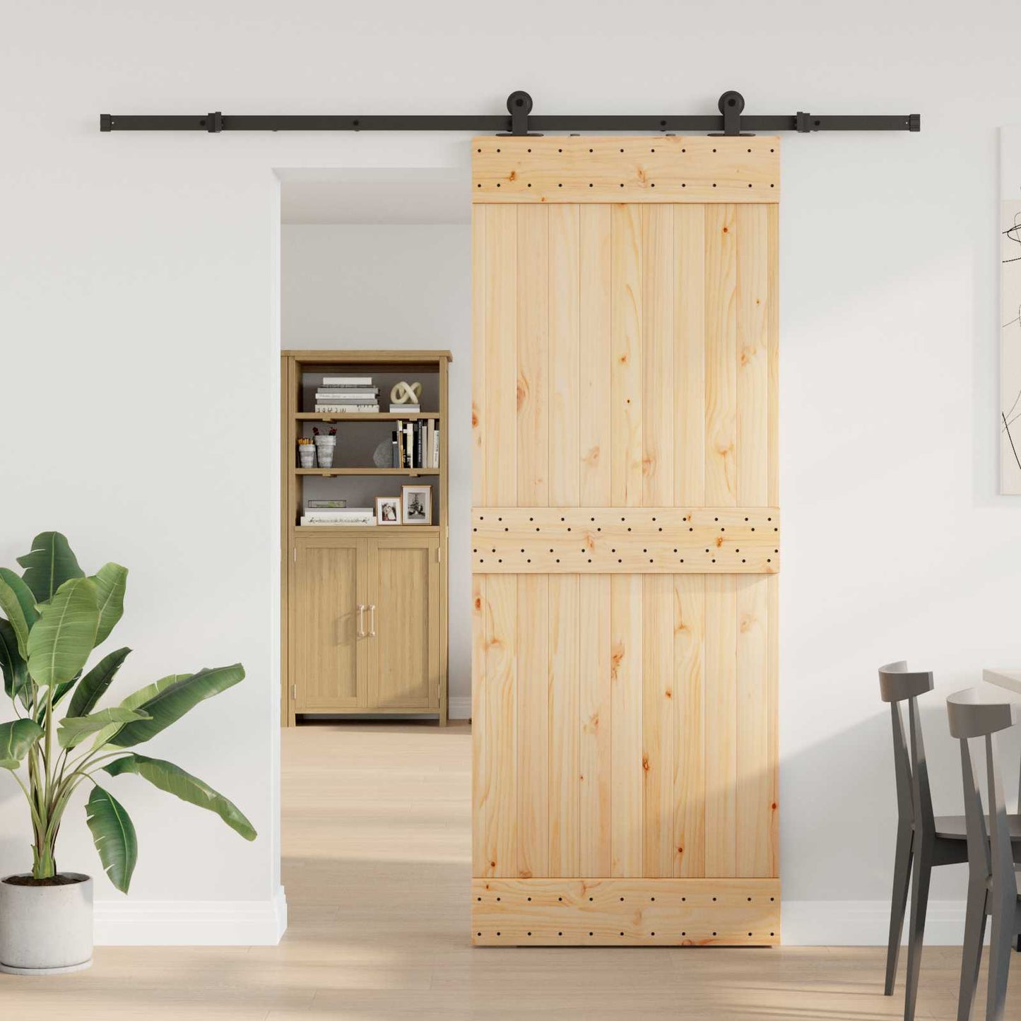 vidaXL Sliding Door NARVIK 80 x 210 cm (213.5 cm) Natural and Black