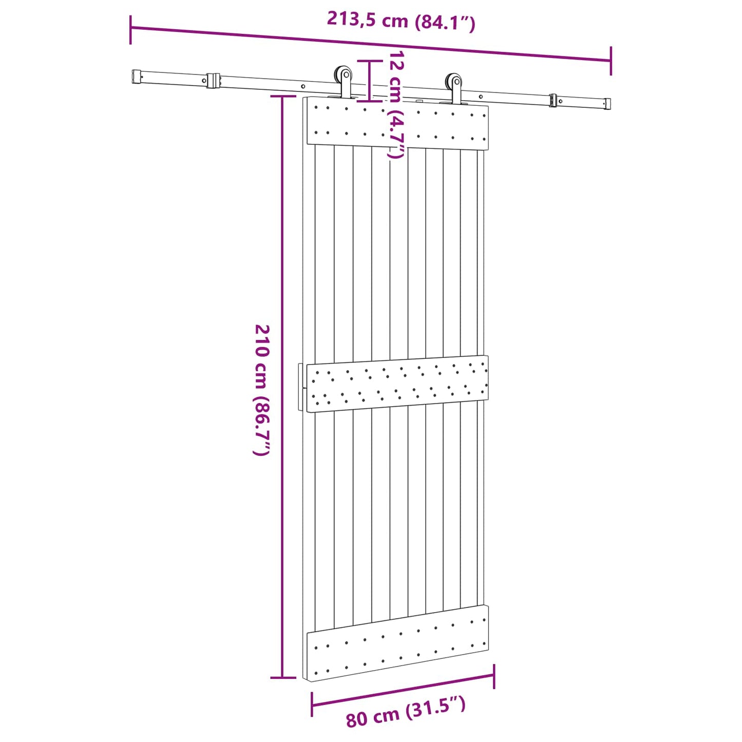 vidaXL Sliding Door NARVIK 80 x 210 cm (213.5 cm) Natural and Black