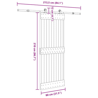 vidaXL Sliding Door NARVIK 80 x 210 cm (213.5 cm) Natural and Black