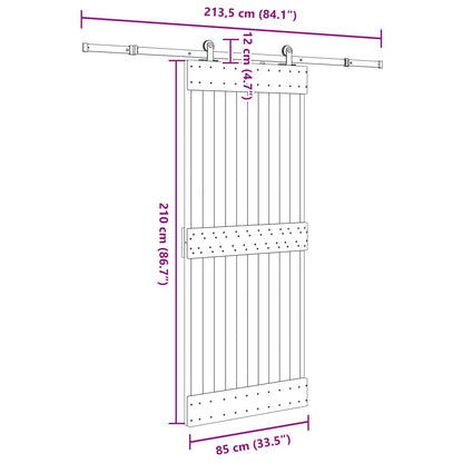 vidaXL Sliding Door NARVIK 85 x 210 cm (213.5 cm) Natural and Black