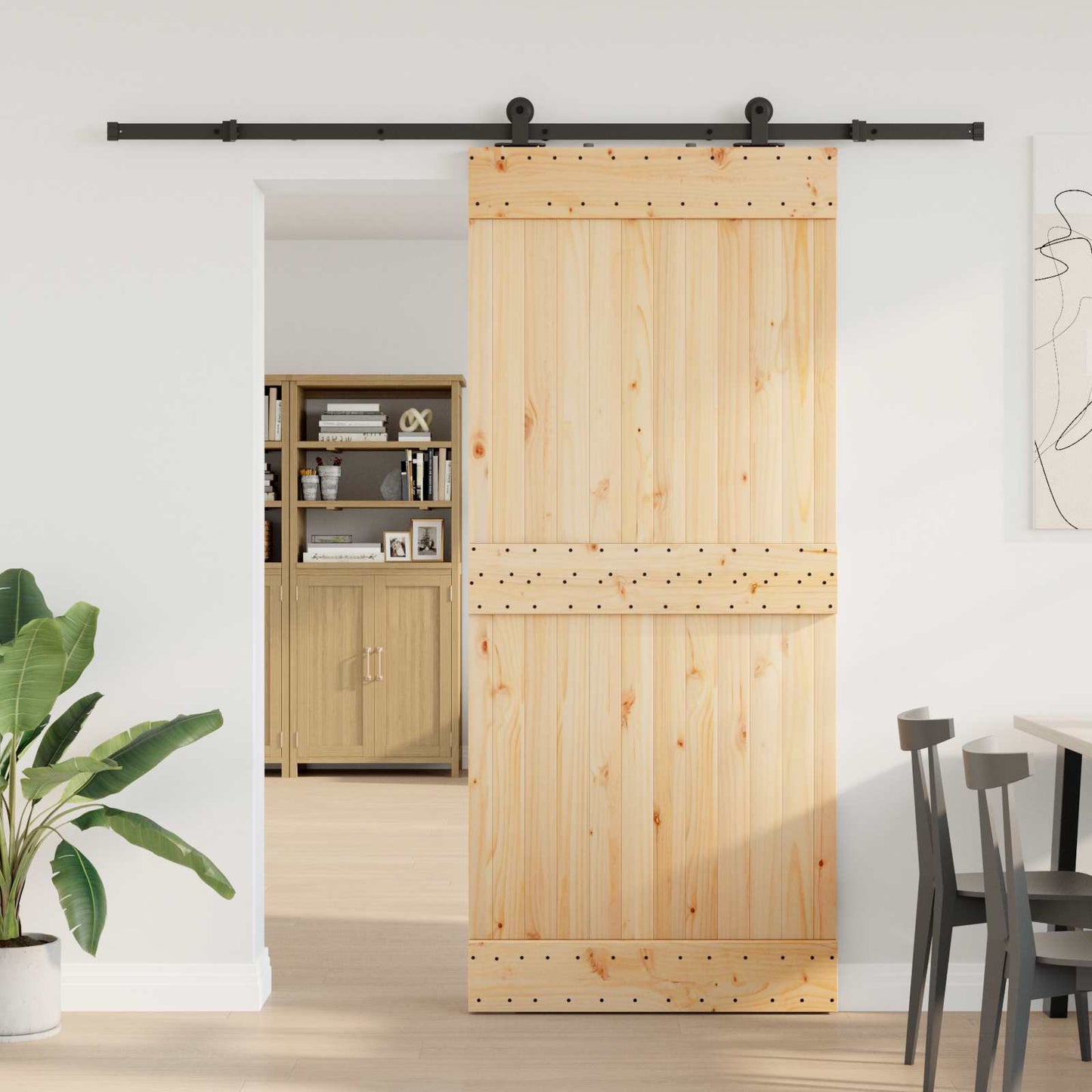 vidaXL Sliding Door NARVIK Natural and Black