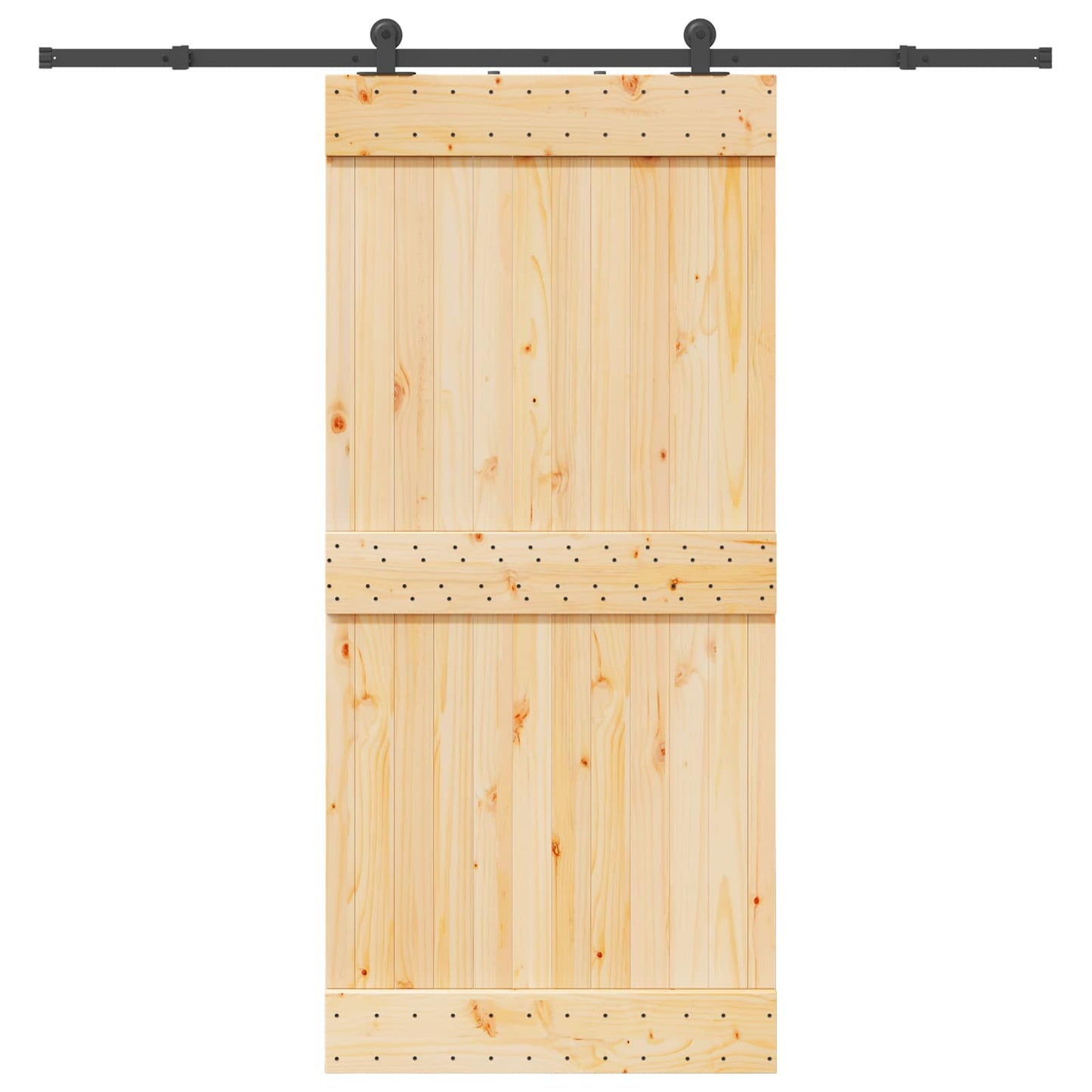 vidaXL Sliding Door NARVIK Natural and Black 95 x 210 cm (213.5 cm)